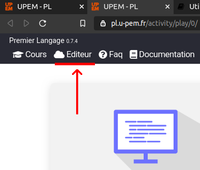 Interface et lien vers l'éditeur